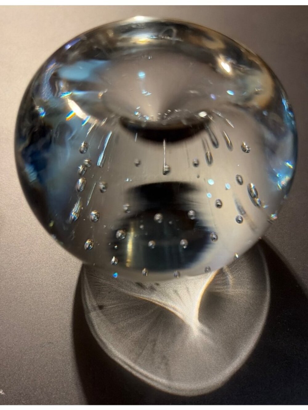 Vintage Clear Glass Apple Paperweight Bubble Inclusion Design